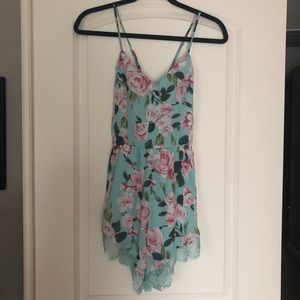 4/$25 Teal floral romper with lace